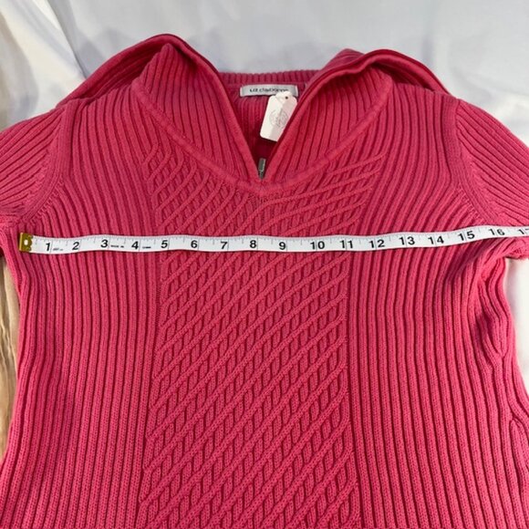 Liz Claiborne Women's Pink Cable Knit Sweater 3/4 Zip Size S - Picture 7 of 13